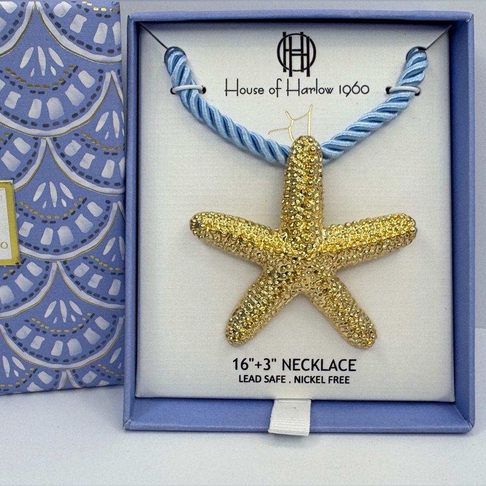 House of Harlow 1960 Gold Tone Starfish Accent Necklace 16+3” - Picture 2 of 3